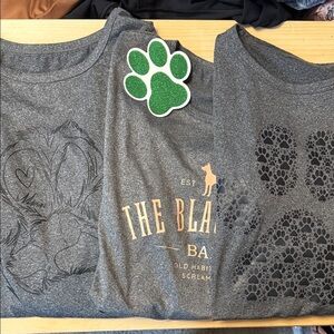 ALL 3- 1 PRICE!  Long Sleeve Ladies Charcoal/Gray Tees with Paw Print Designs!